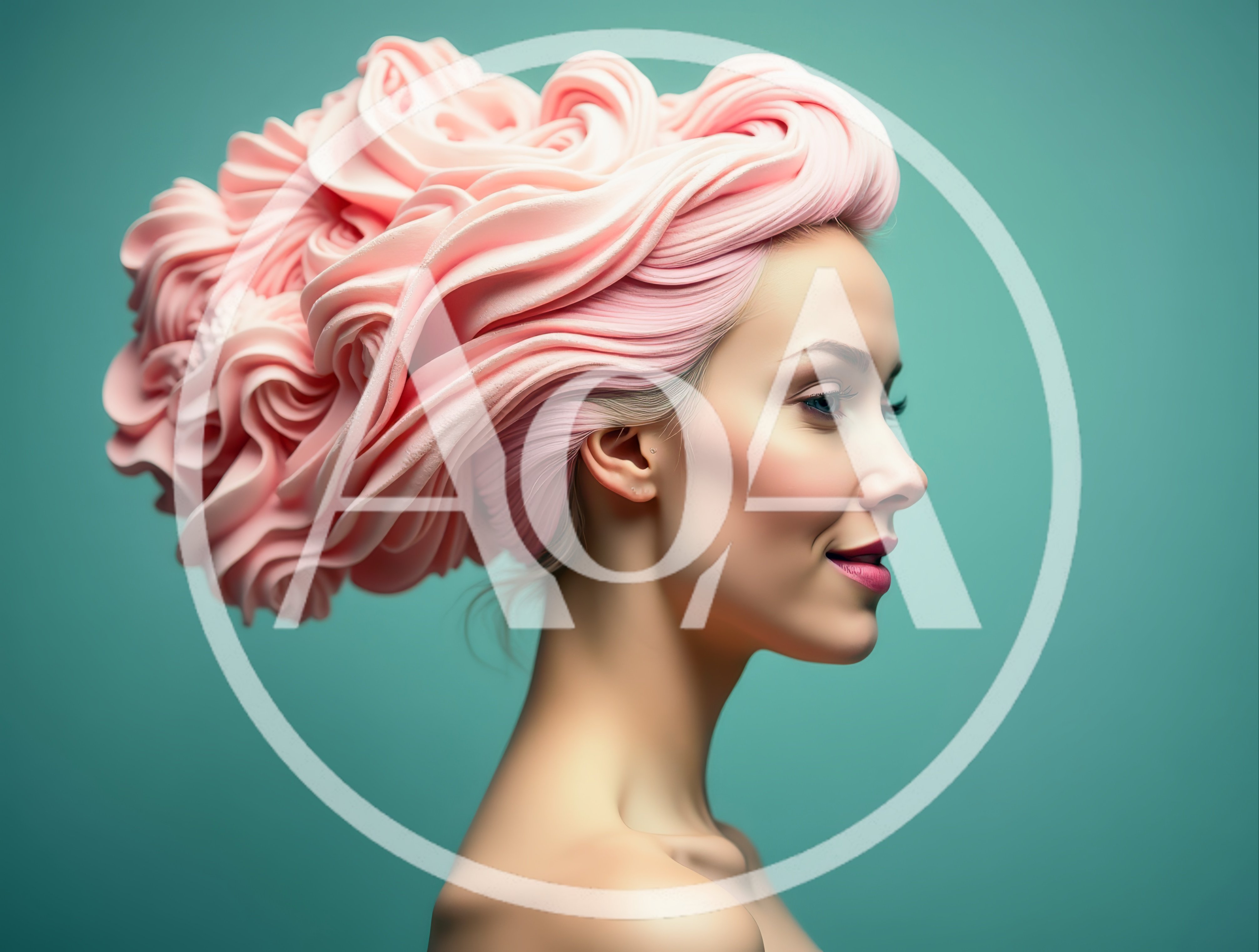 Portrait Of A Woman With Sculptural Pink Hair