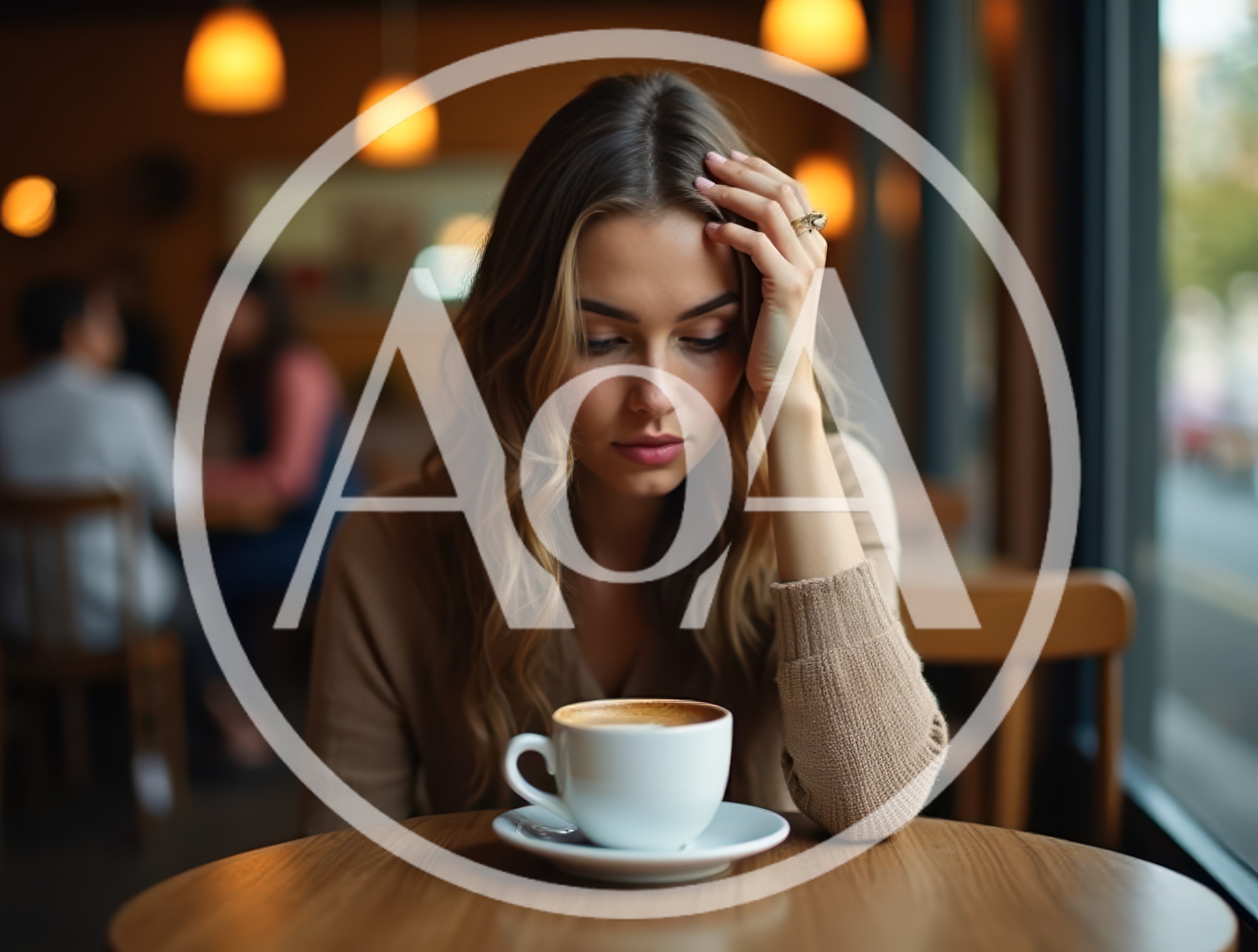 Pensive Young Woman Sitting Alone In A Cafe