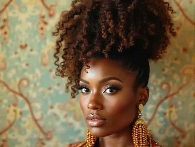 Portrait Of A Beautiful Woman With Curly Hair