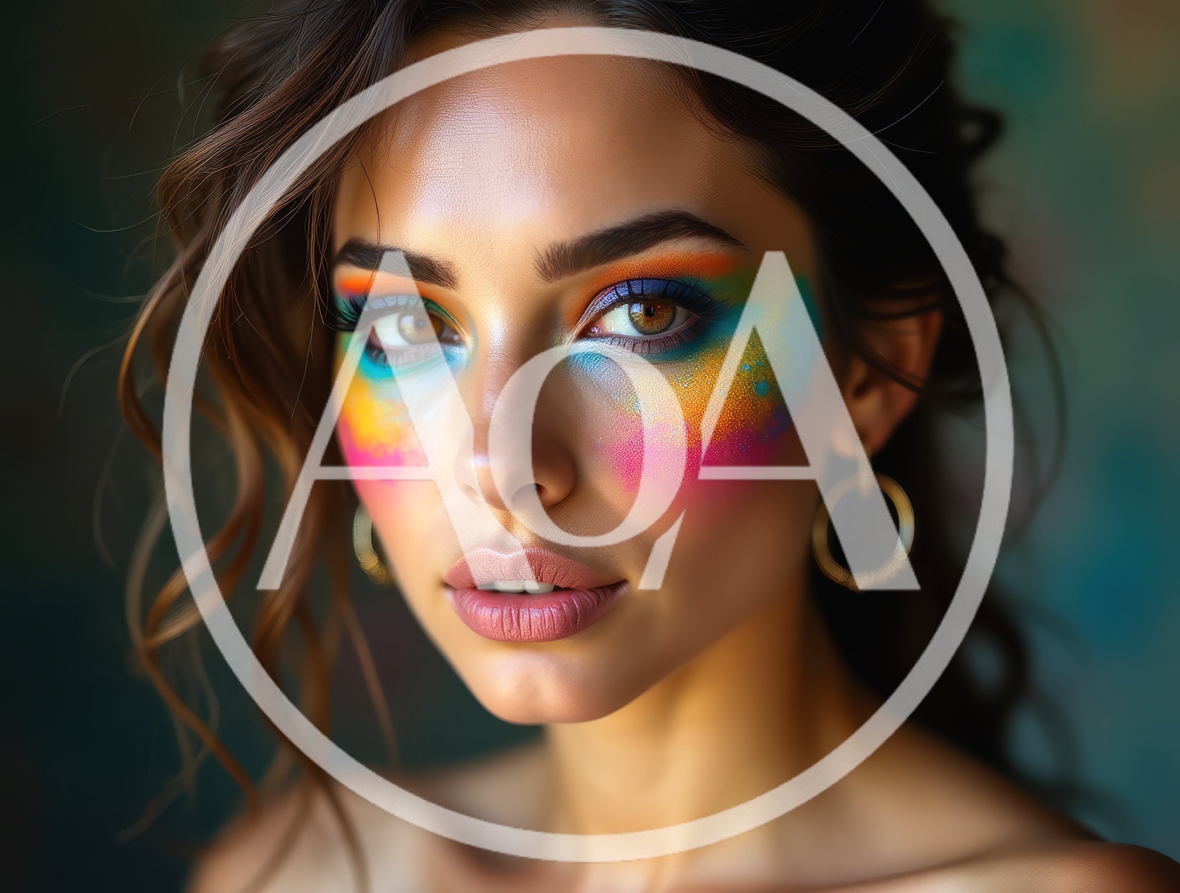 Portrait Of A Woman With Vibrant Artistic Makeup