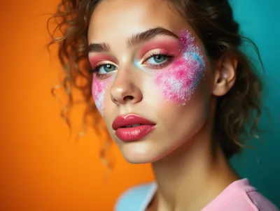 Portrait Of A Young Woman With Artistic Makeup