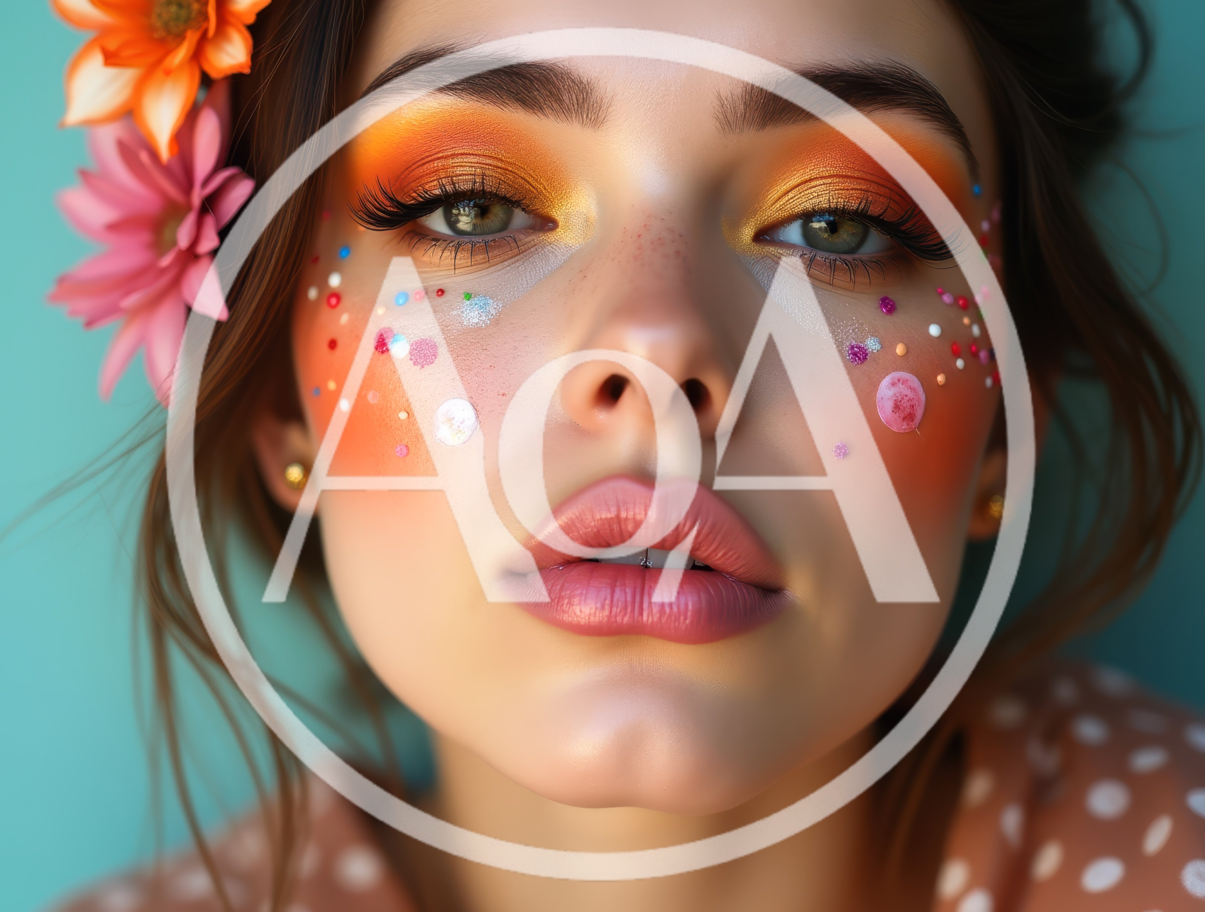 Portrait Of A Young Woman With Artistic Floral Makeup