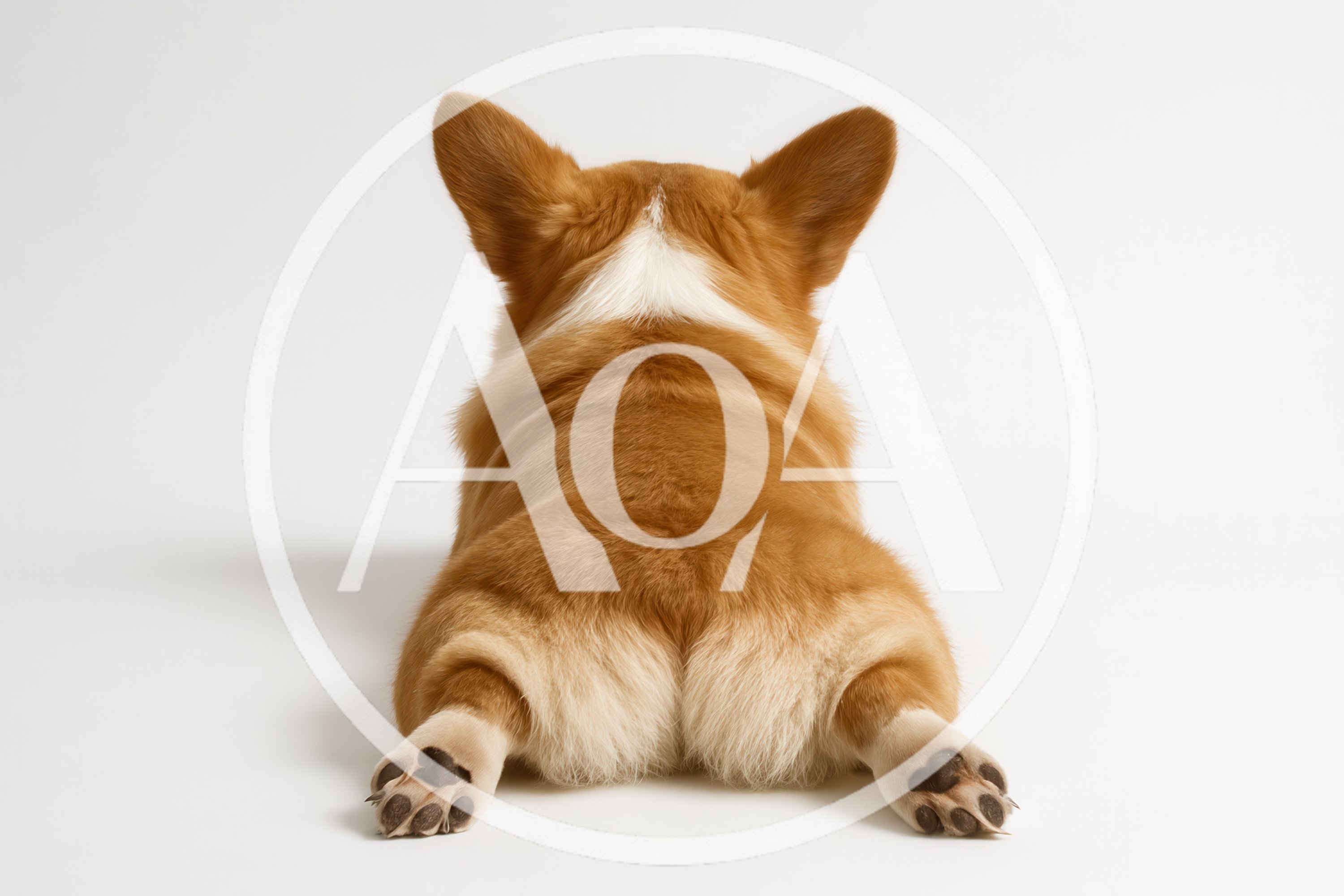 Corgi Puppy Lying Down On White Background