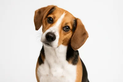 Portrait Of A Beagle Dog On White Background