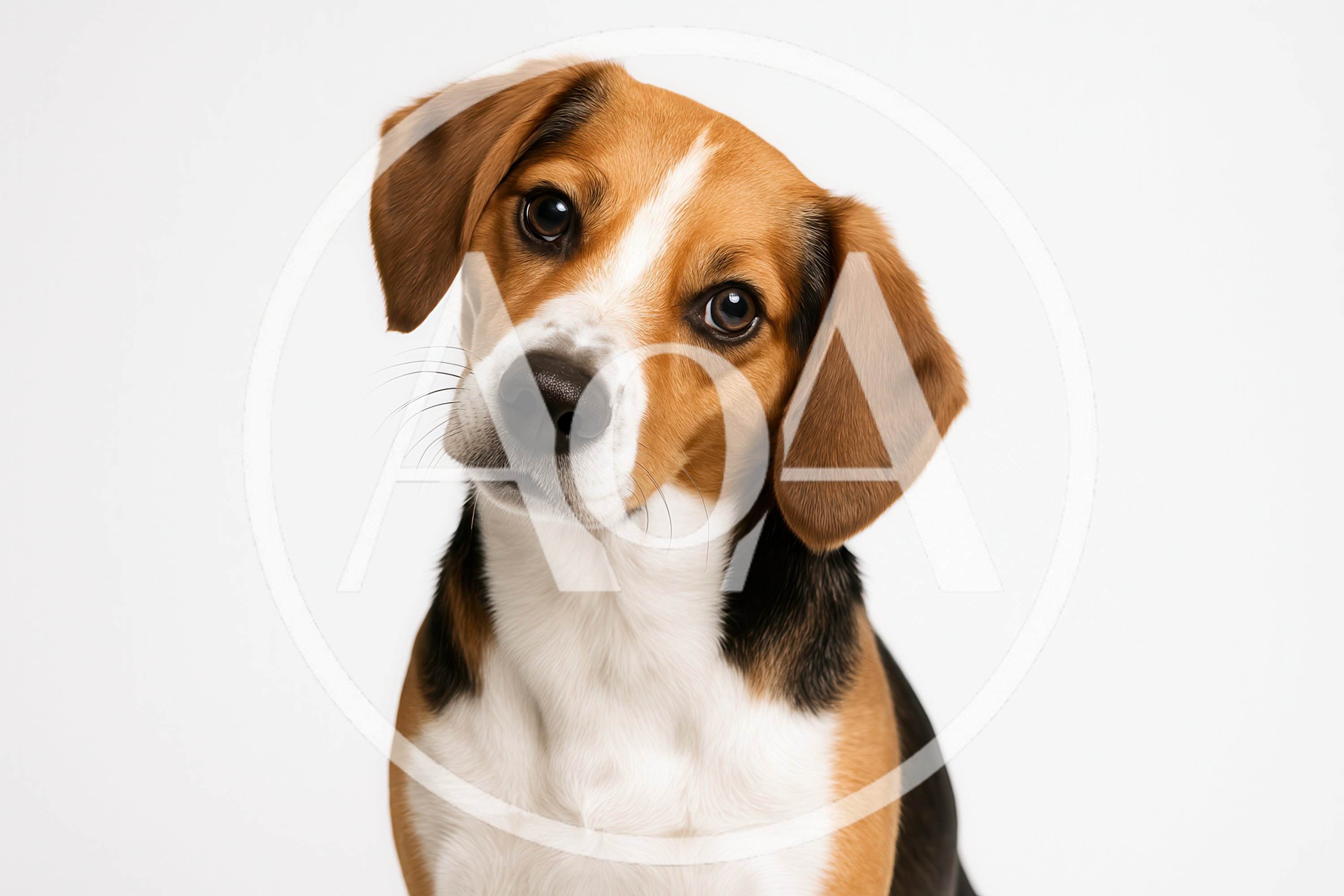 Portrait Of A Beagle Dog On White Background