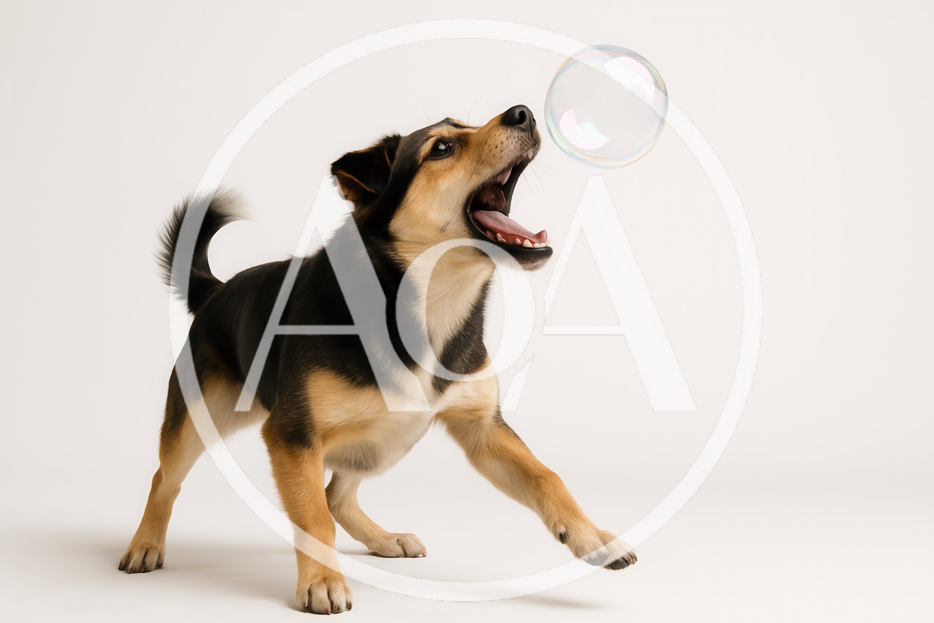 Playful Dog Trying To Catch A Floating Soap Bubble