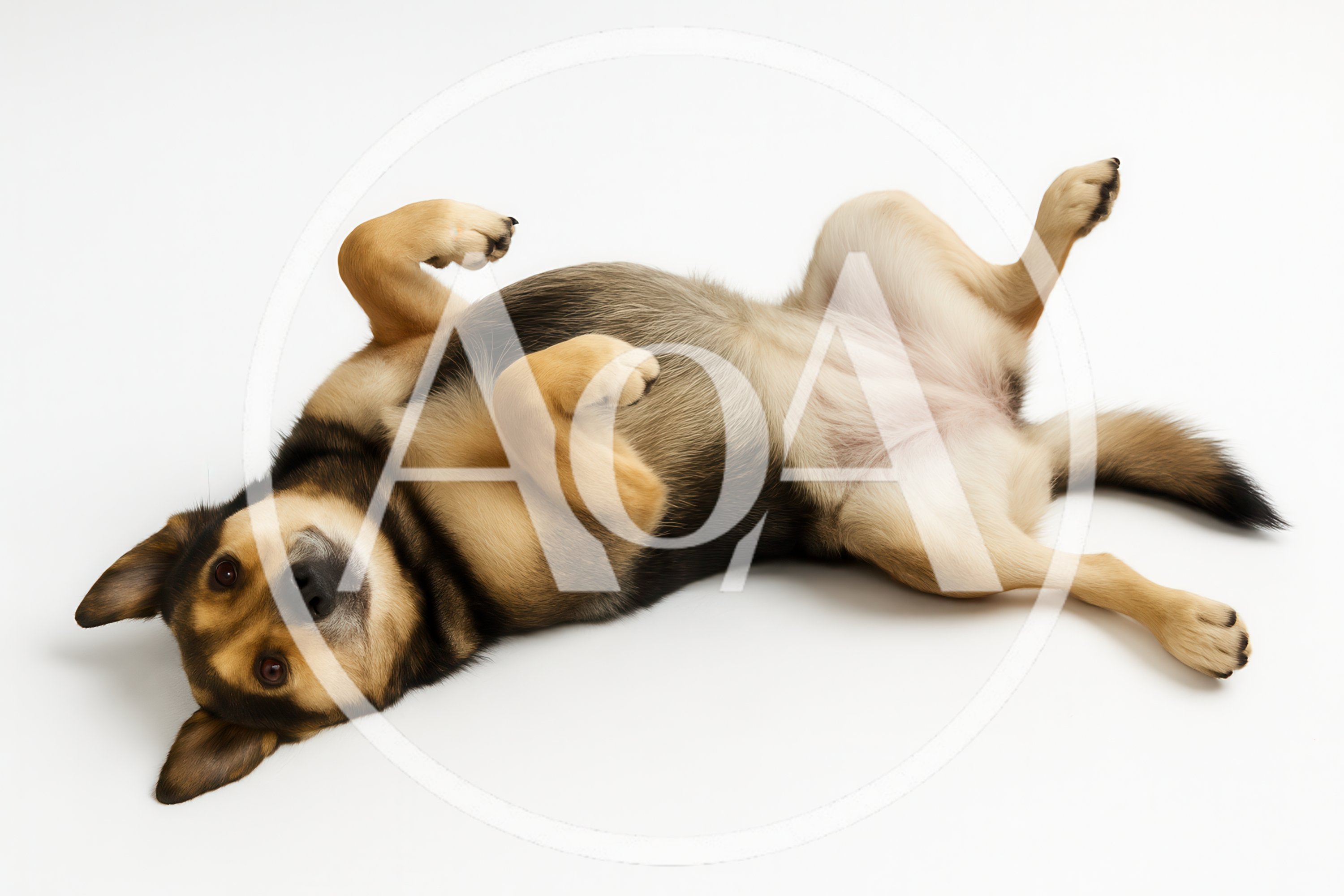 Cute Mixed Breed Dog Lying On Its Back