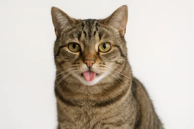 Tabby Cat Sticking Out Tongue