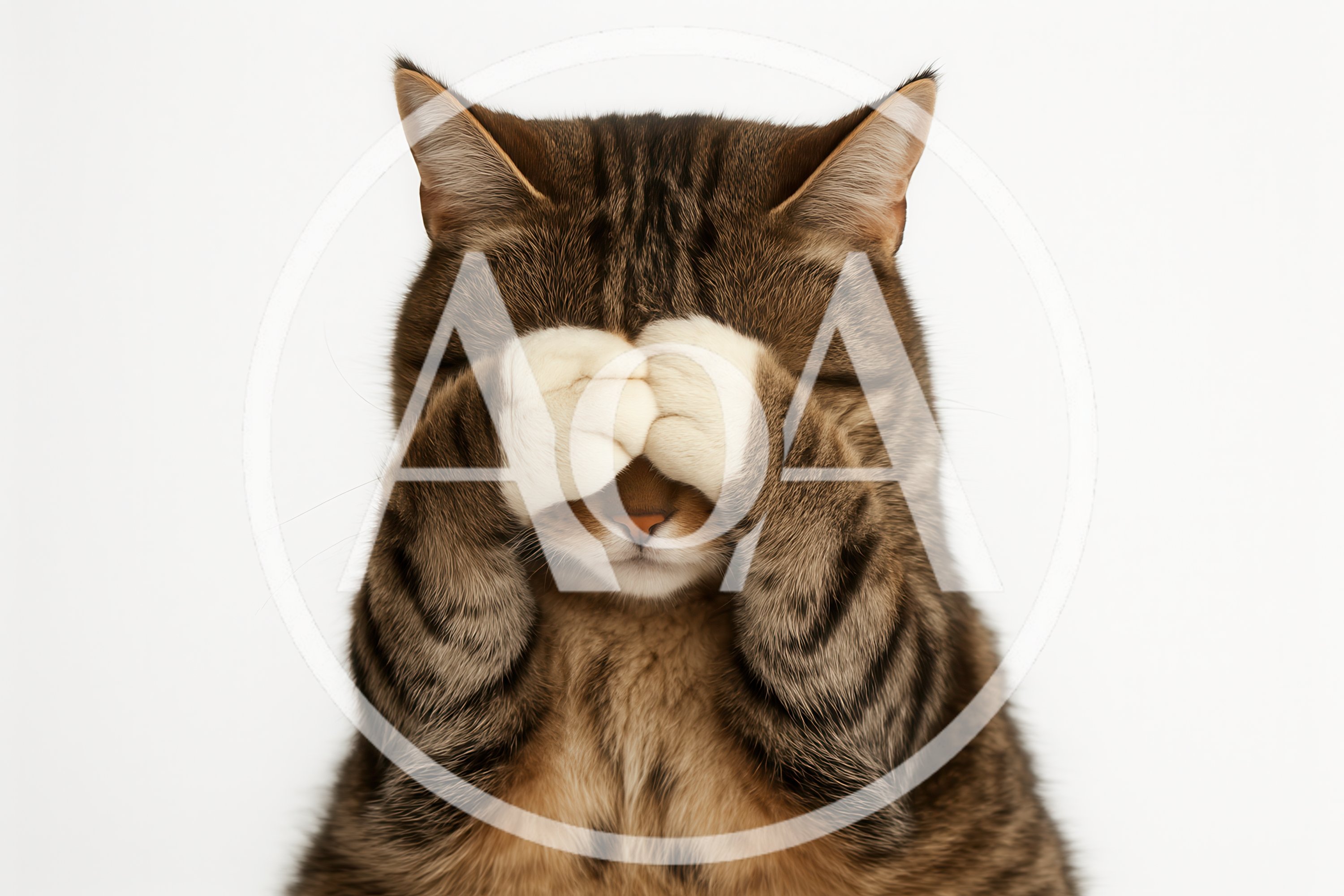 Tabby Cat Covering Eyes With Paws