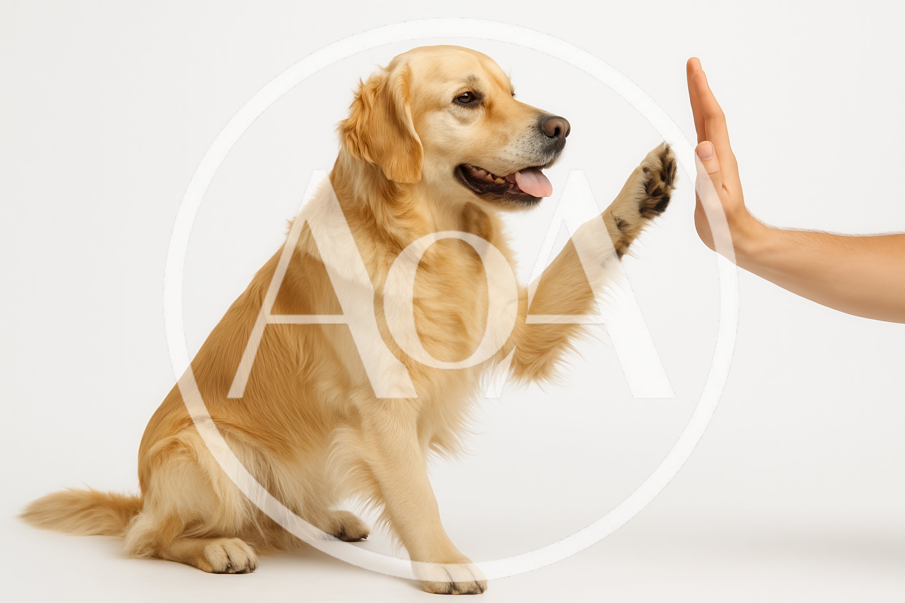 Golden Retriever Dog Giving A High Five