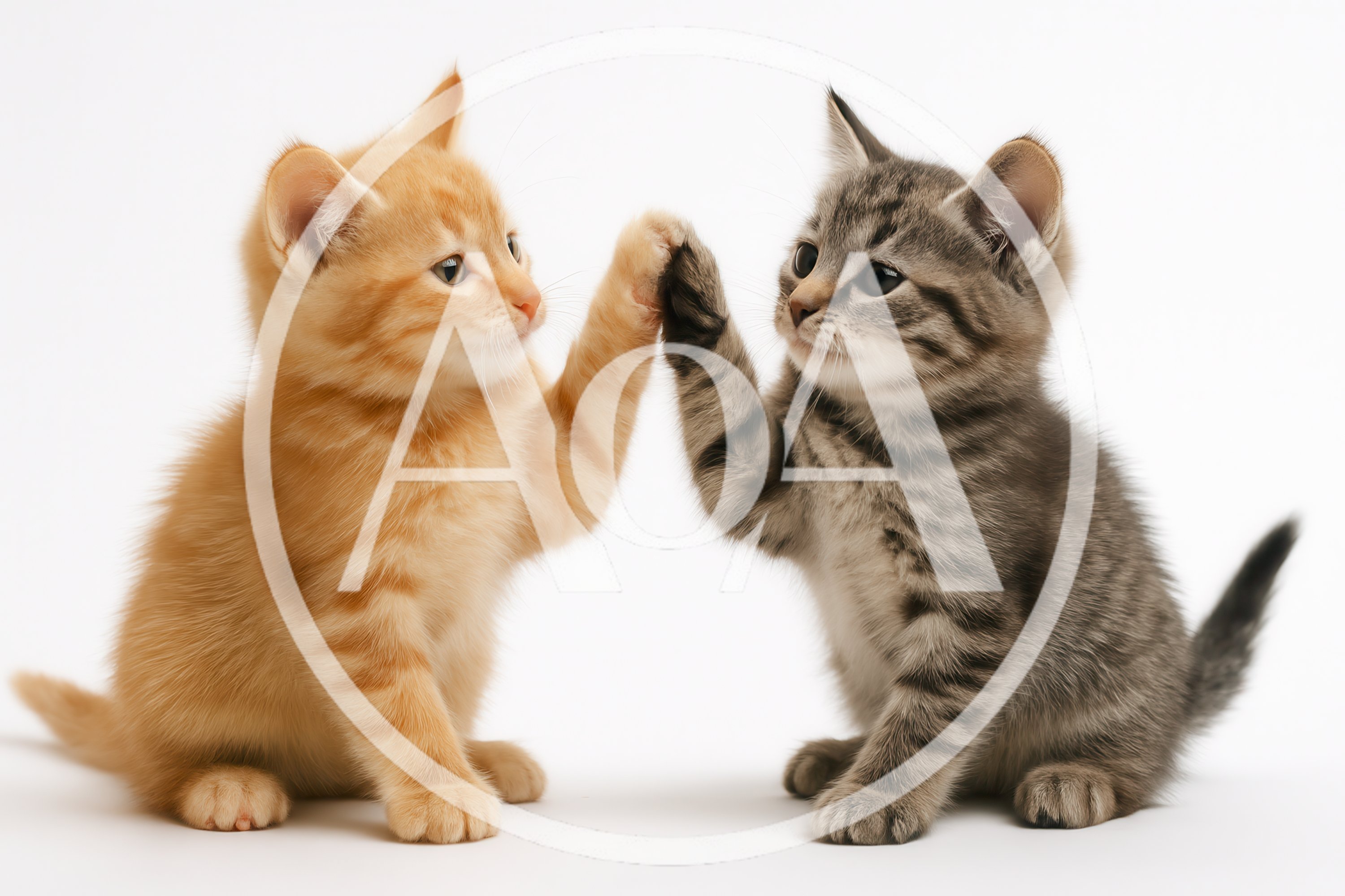 Two Cute Kittens Giving A High Five