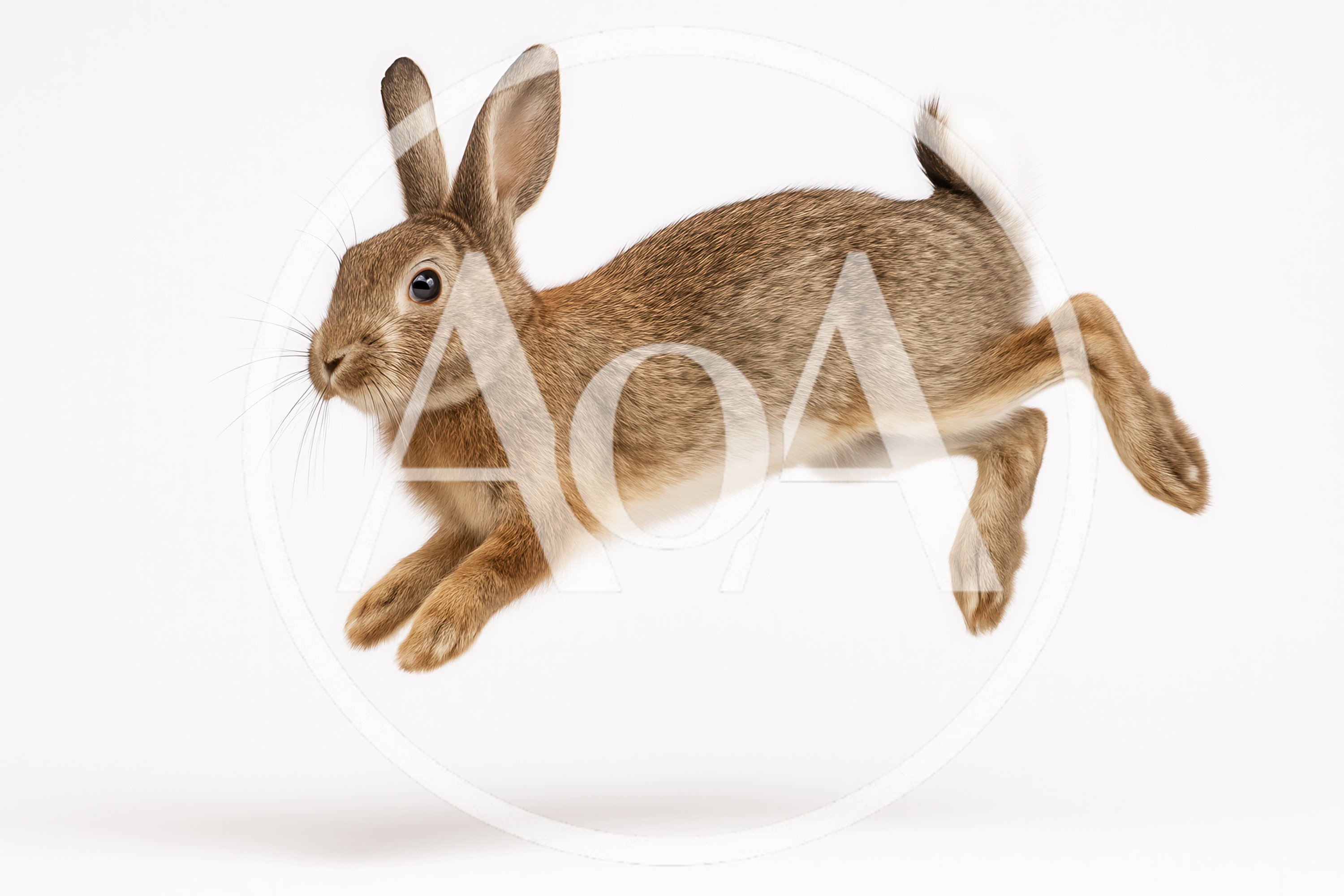 Brown Rabbit Jumping In Mid Air