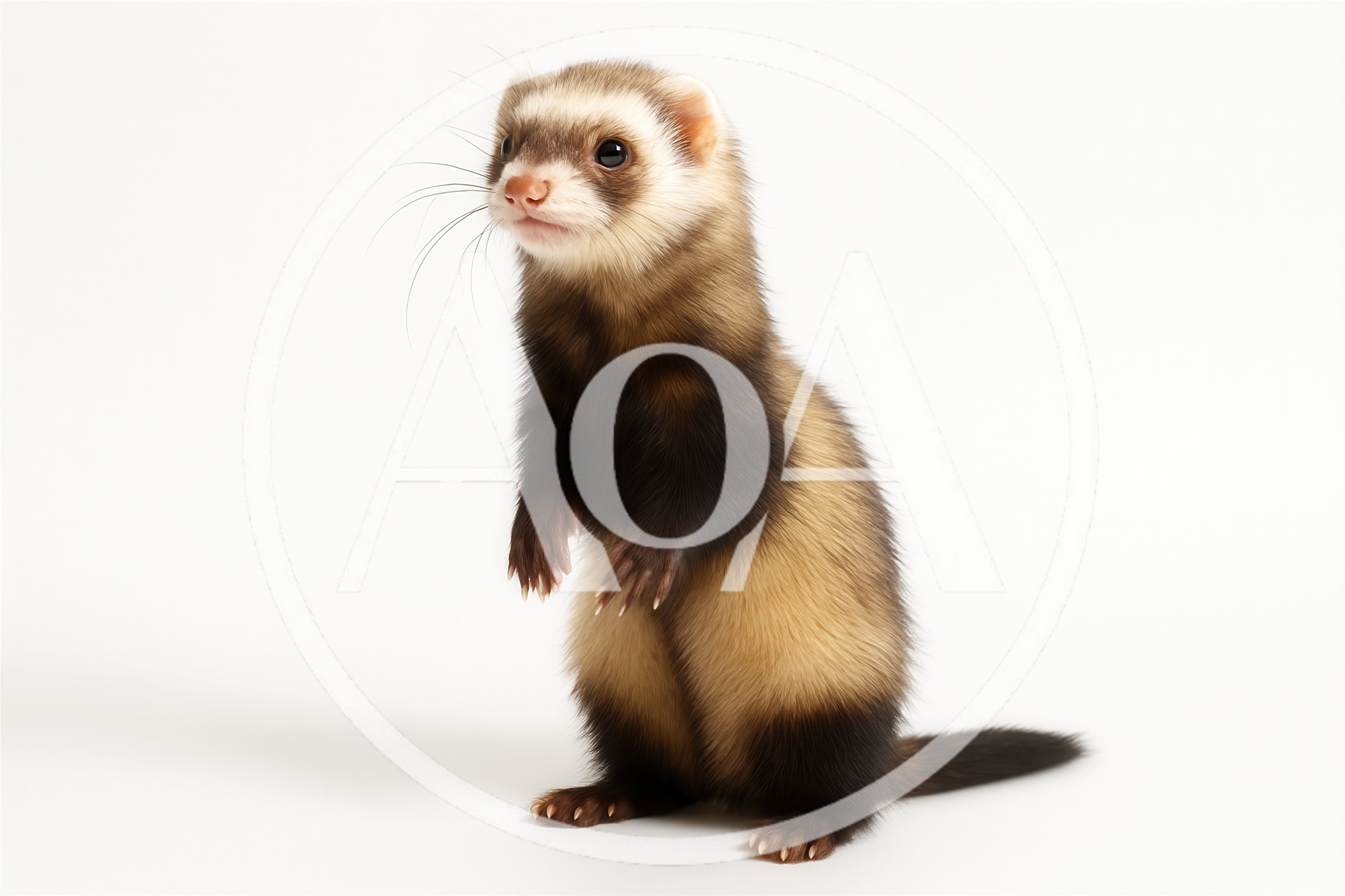 Standing Ferret Isolated On White Background