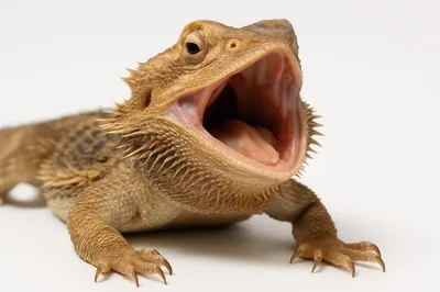 Bearded Dragon Lizard With Mouth Wide Open