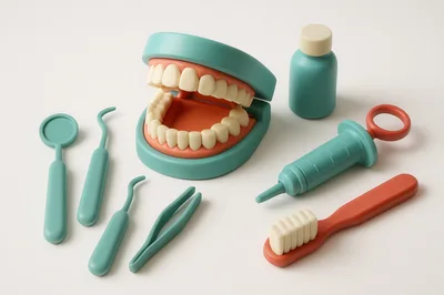 Toy Dental Care Set With Teeth Model