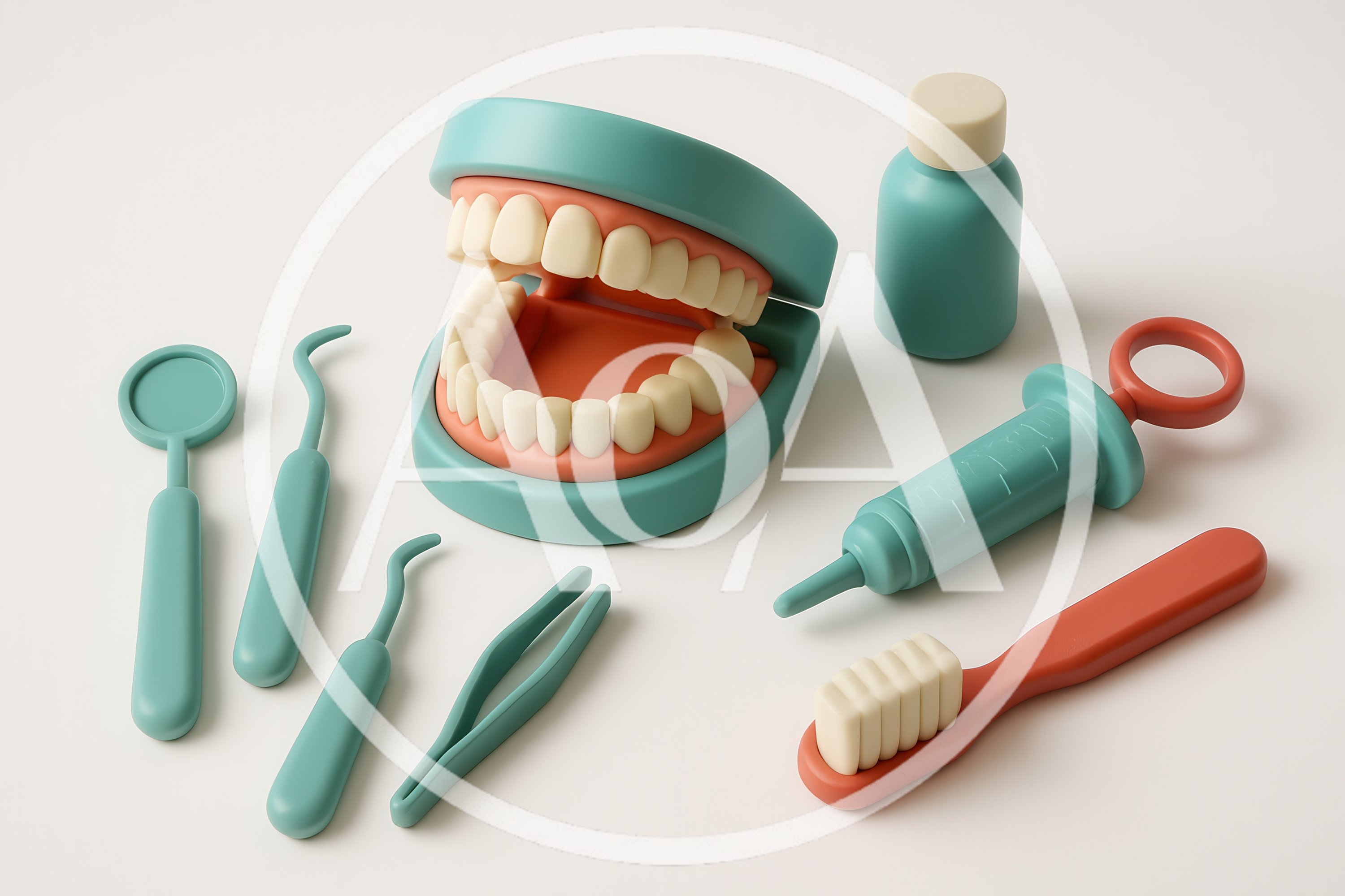 Toy Dental Care Set With Teeth Model