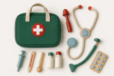 Wooden Toy Doctor Medical Kit Set