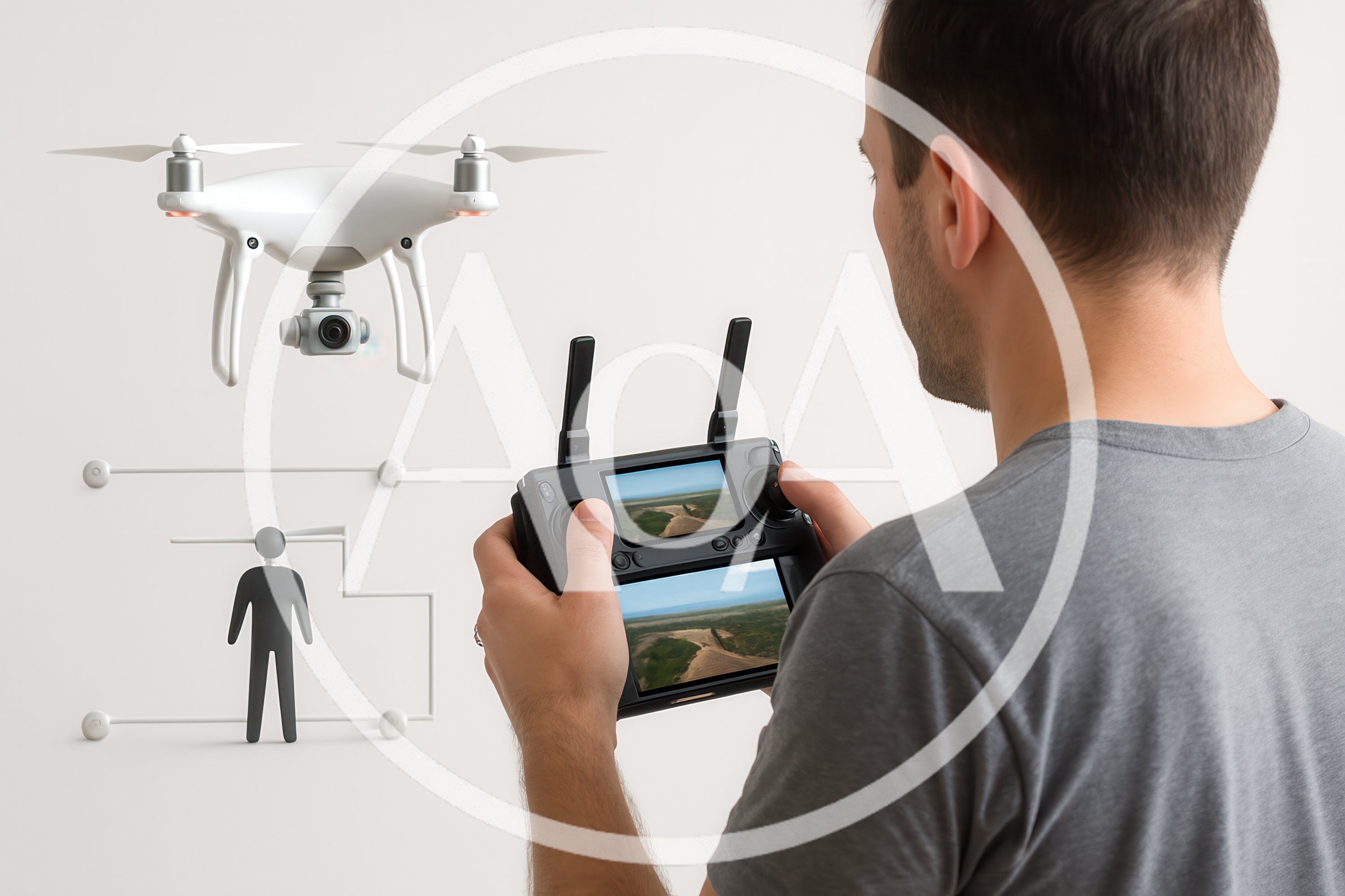 Man Operating A Drone With Remote Controller