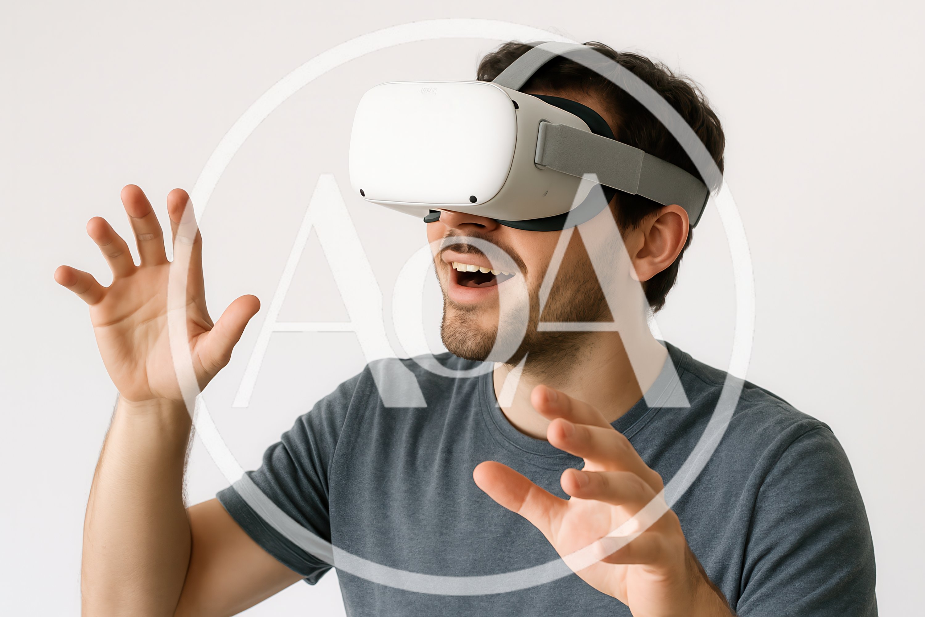 Young Man Experiencing Virtual Reality Headset