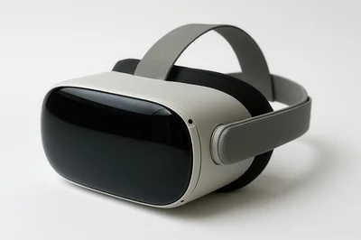Modern Virtual Reality Headset On White Background