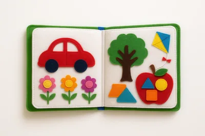 Felt Quiet Book Page With Shapes And Nature