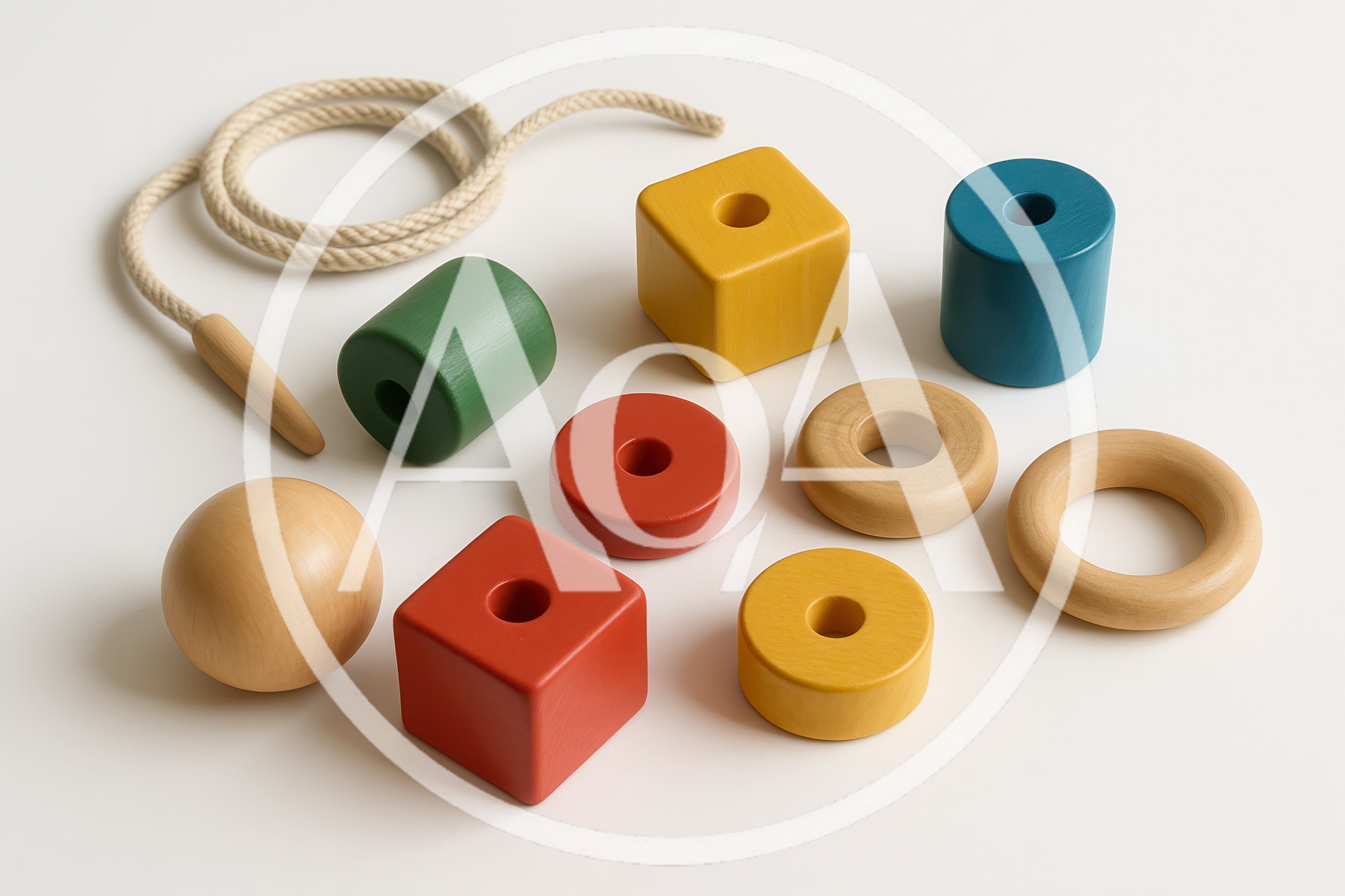 Wooden Lacing Beads and Shapes Toy Set