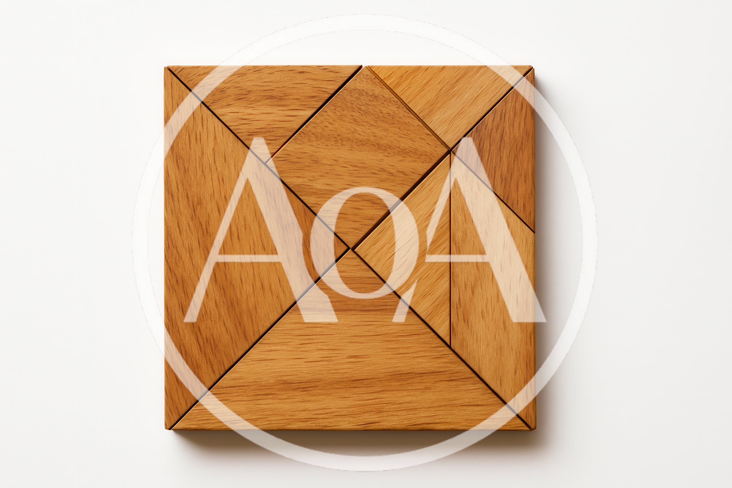 Wooden Tangram Puzzle Arranged Into A Perfect Square