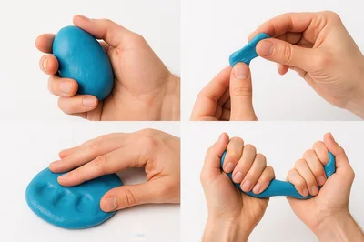 Hands Manipulating Blue Modeling Clay