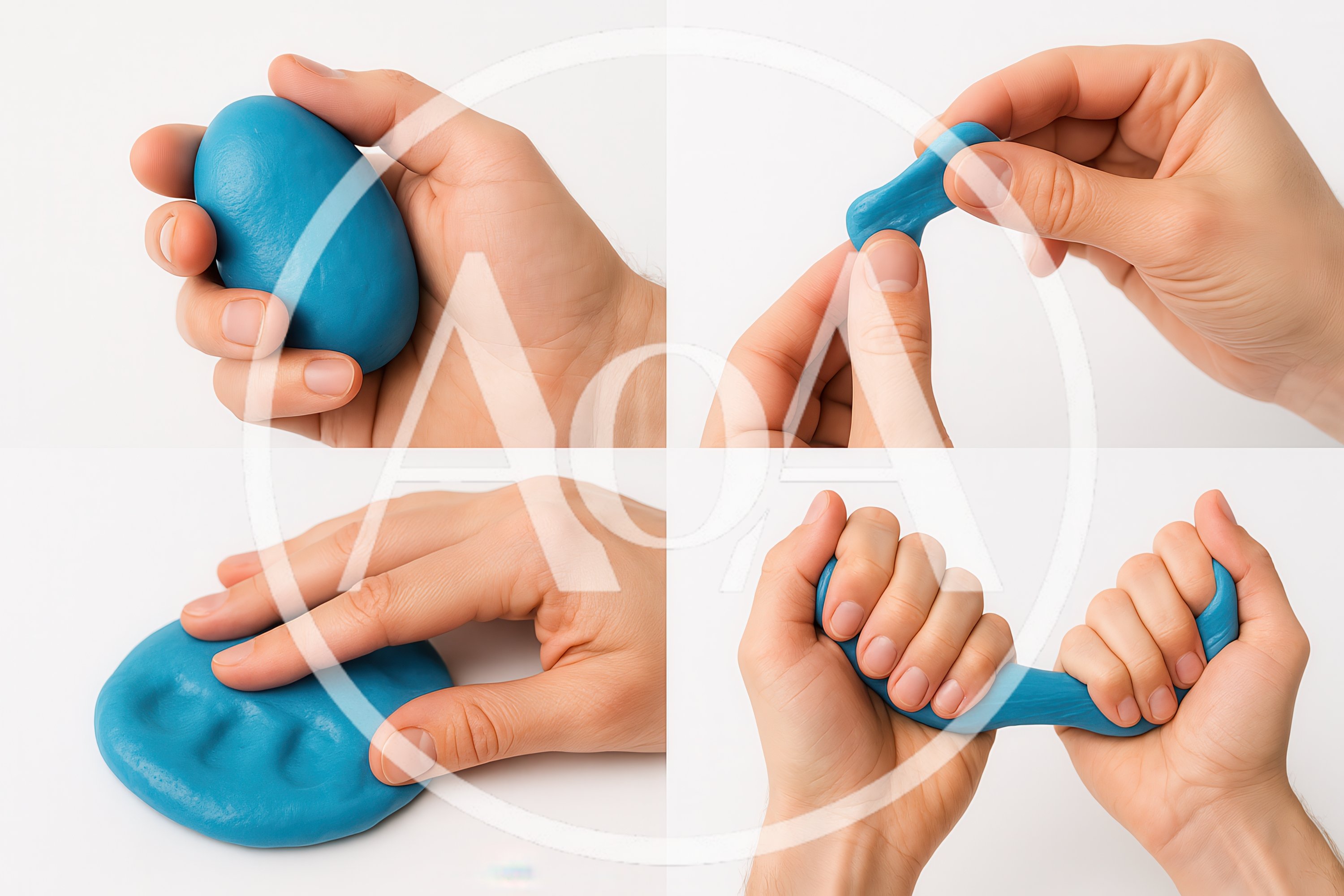 Hands Manipulating Blue Modeling Clay