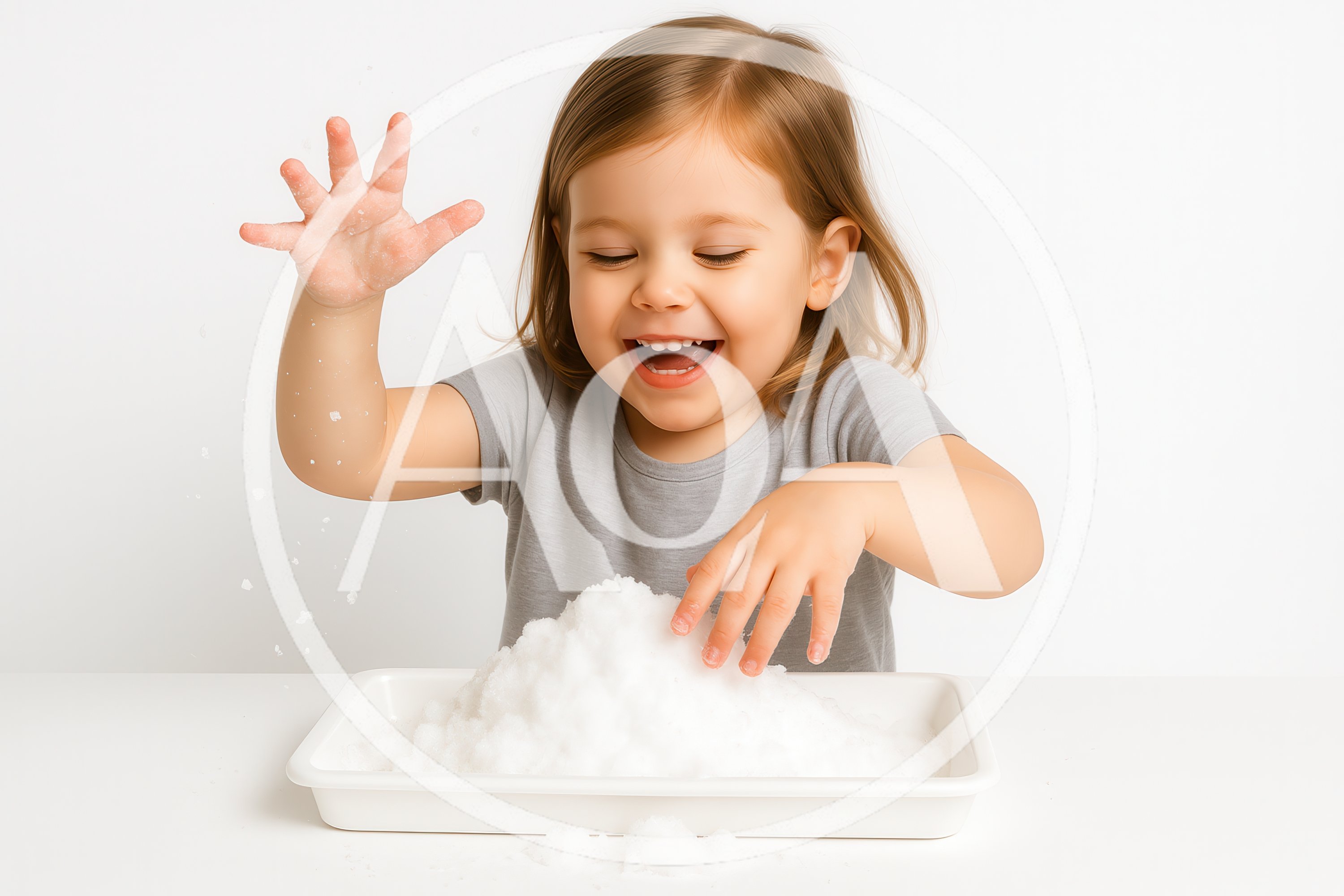 Happy Toddler Playing With Artificial Snow