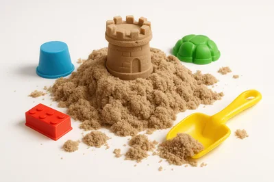 Kinetic Sand Castle With Toys On White Background
