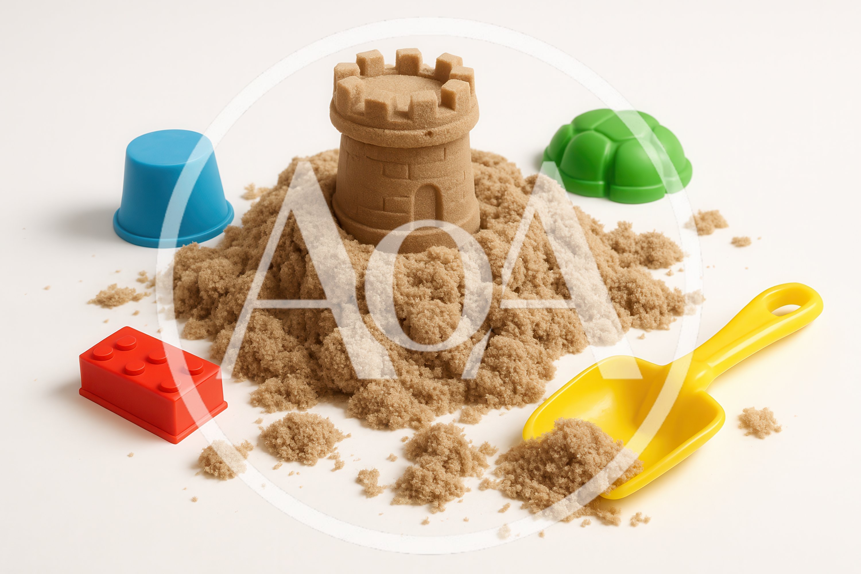 Kinetic Sand Castle With Toys On White Background