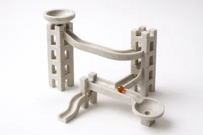 Marble Run Toy Made Of White Stone Blocks
