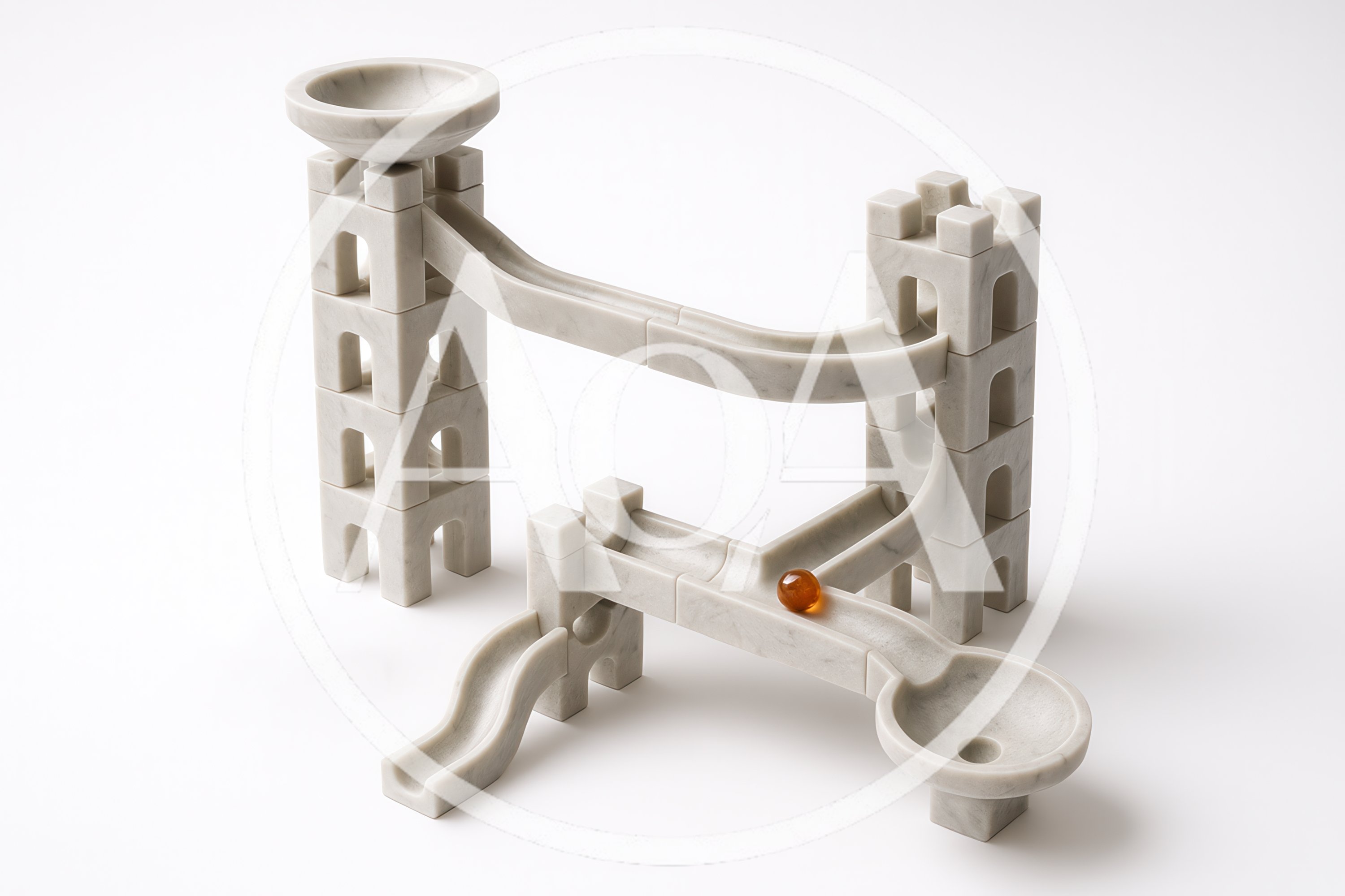 Marble Run Toy Made Of White Stone Blocks