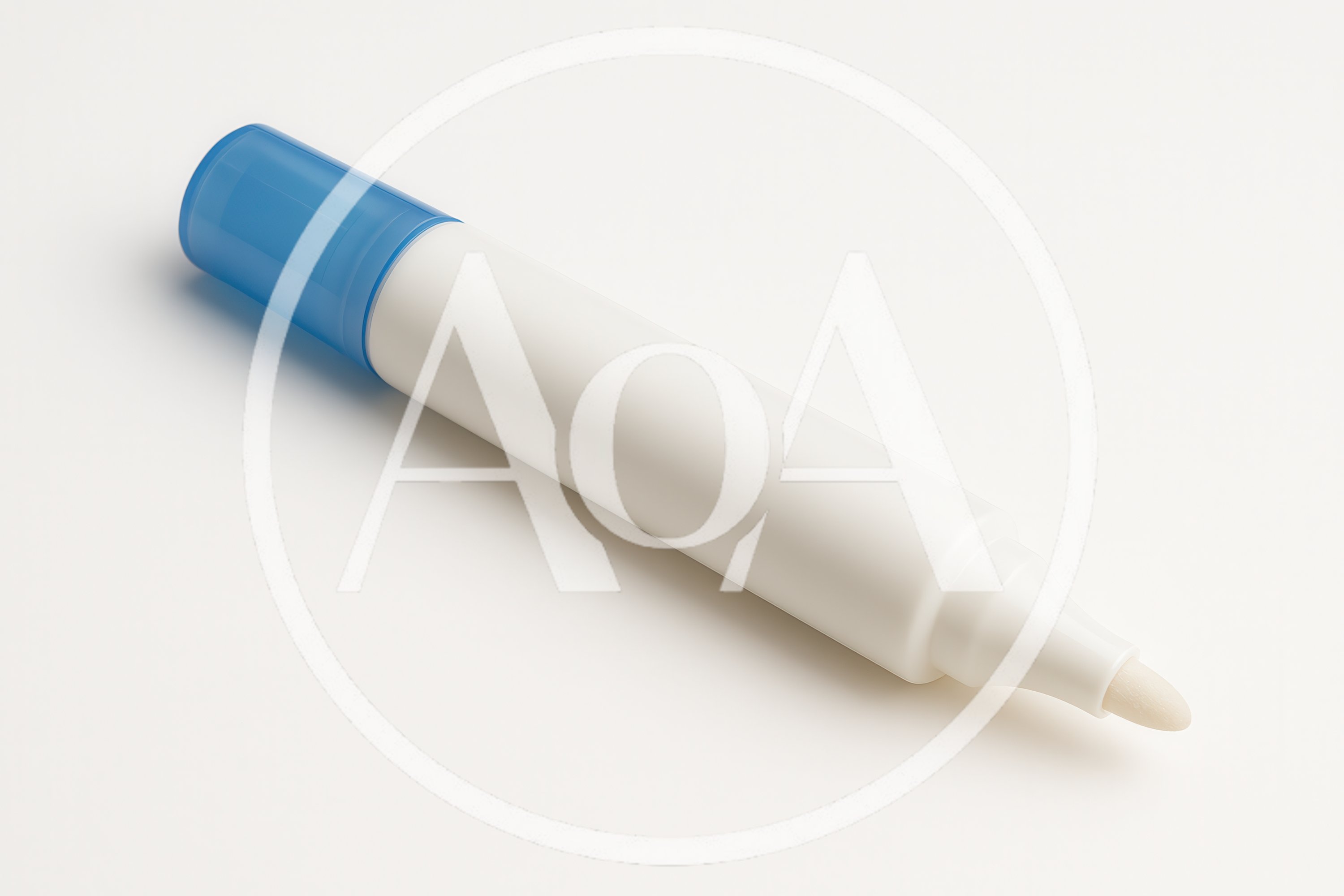 White Marker Pen With Blue Cap On White Background