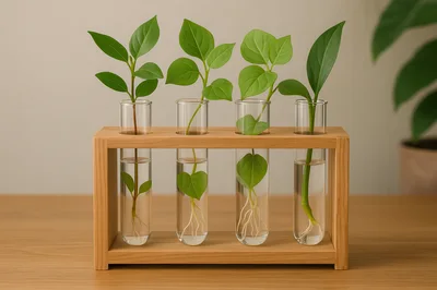 Plant Cuttings Propagating In Glass Test Tubes