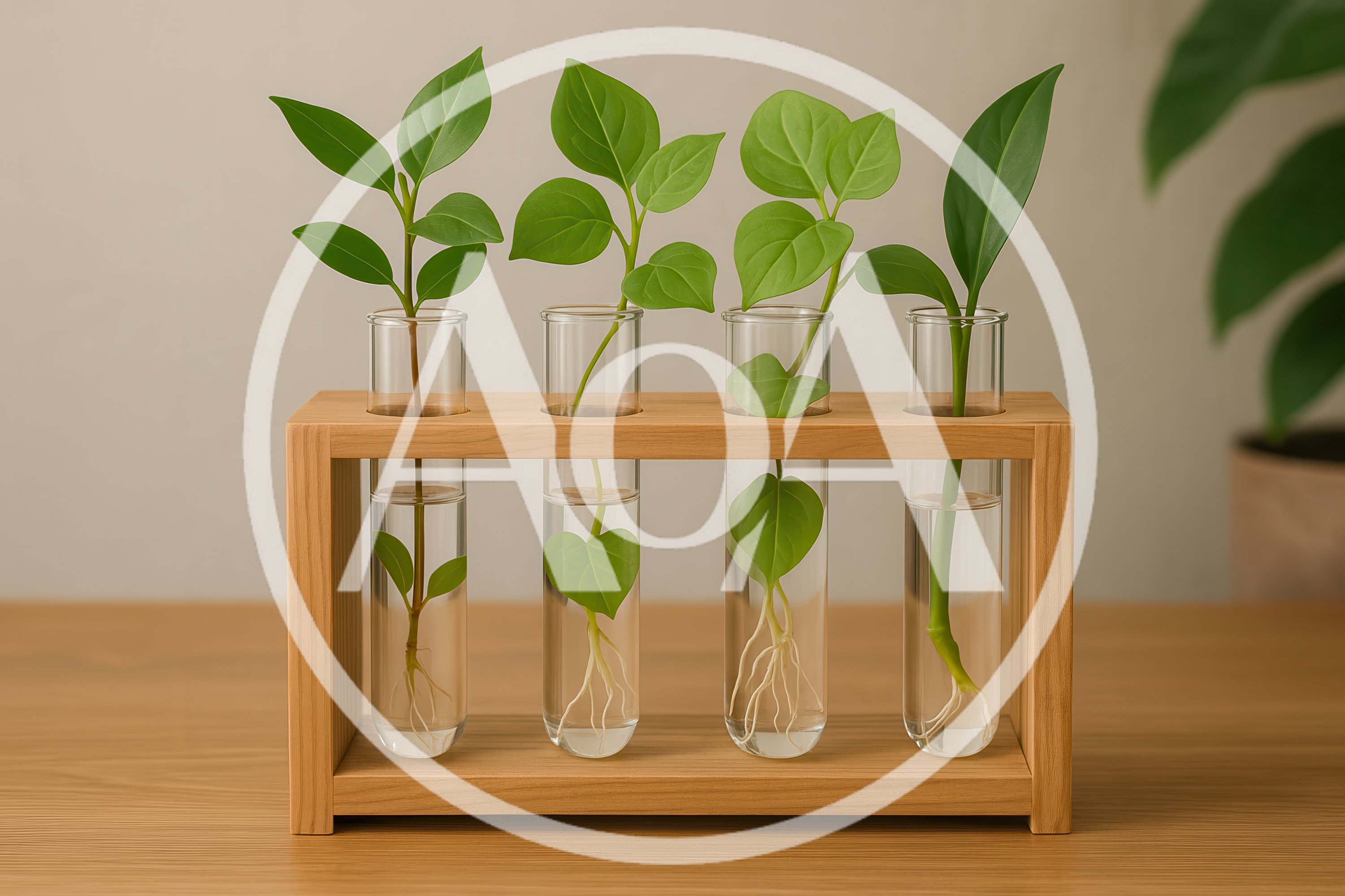 Plant Cuttings Propagating In Glass Test Tubes