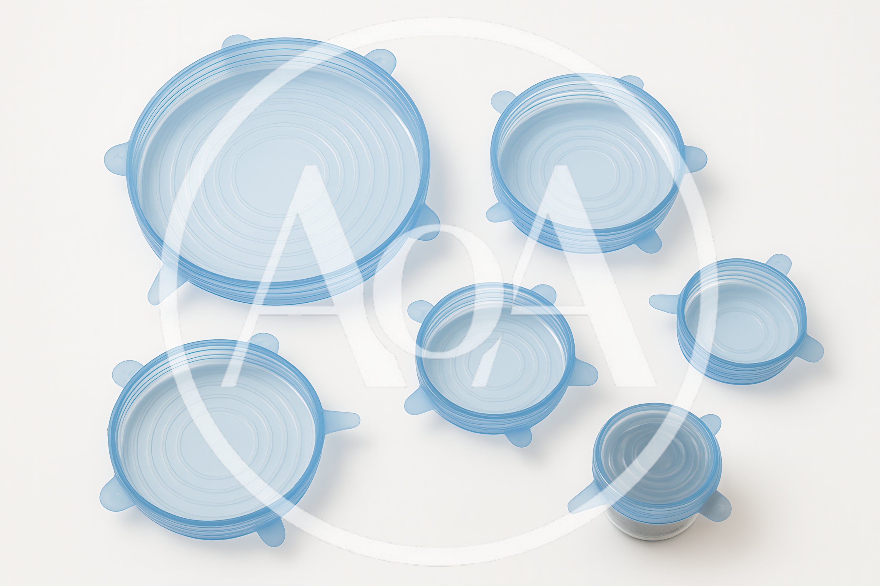 Set Of Six Blue Silicone Stretch Lids