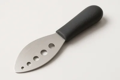 Cheese Knife With Black Handle On White Background
