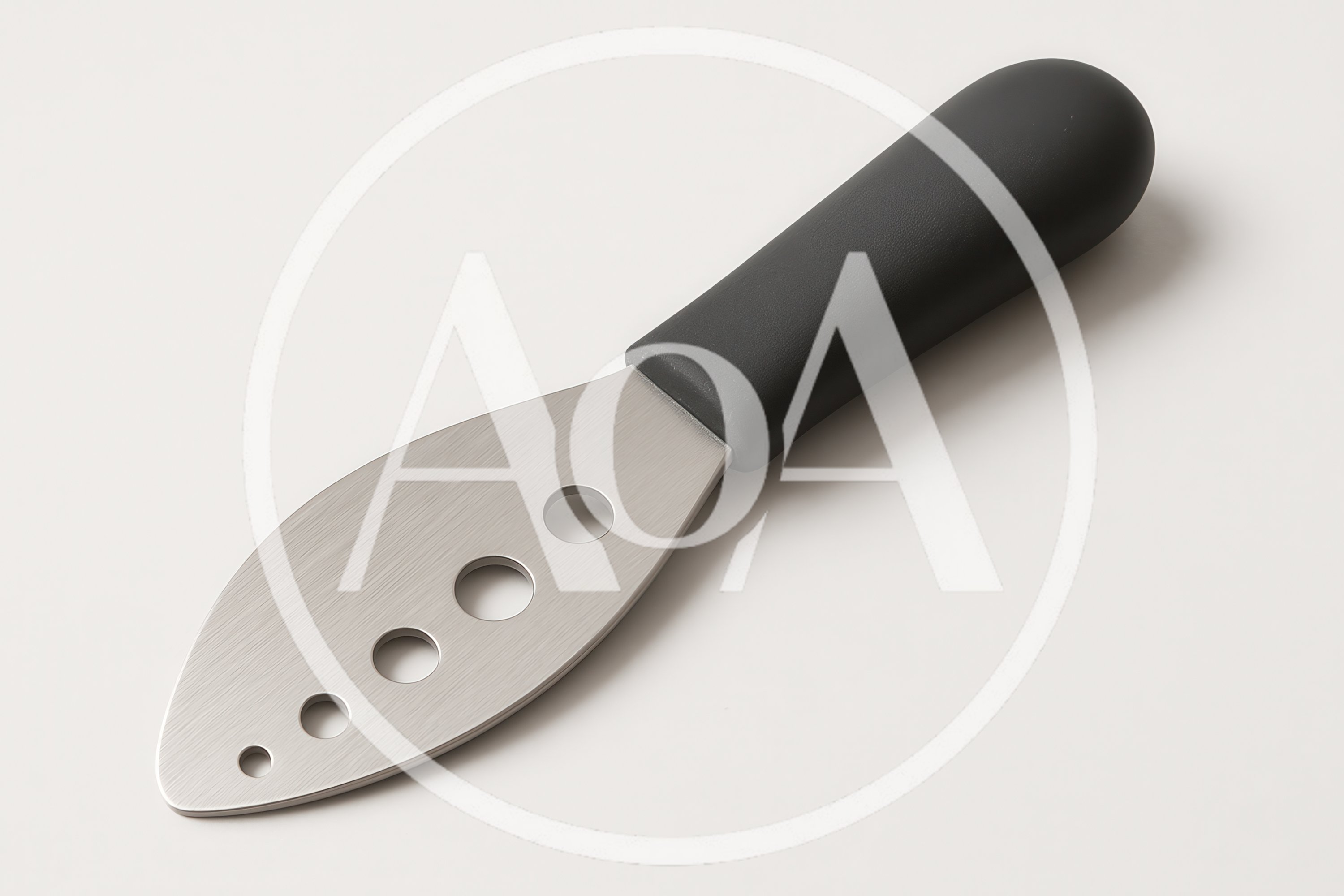 Cheese Knife With Black Handle On White Background