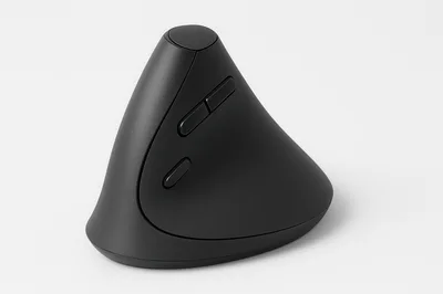 Black Ergonomic Vertical Computer Mouse On White Background