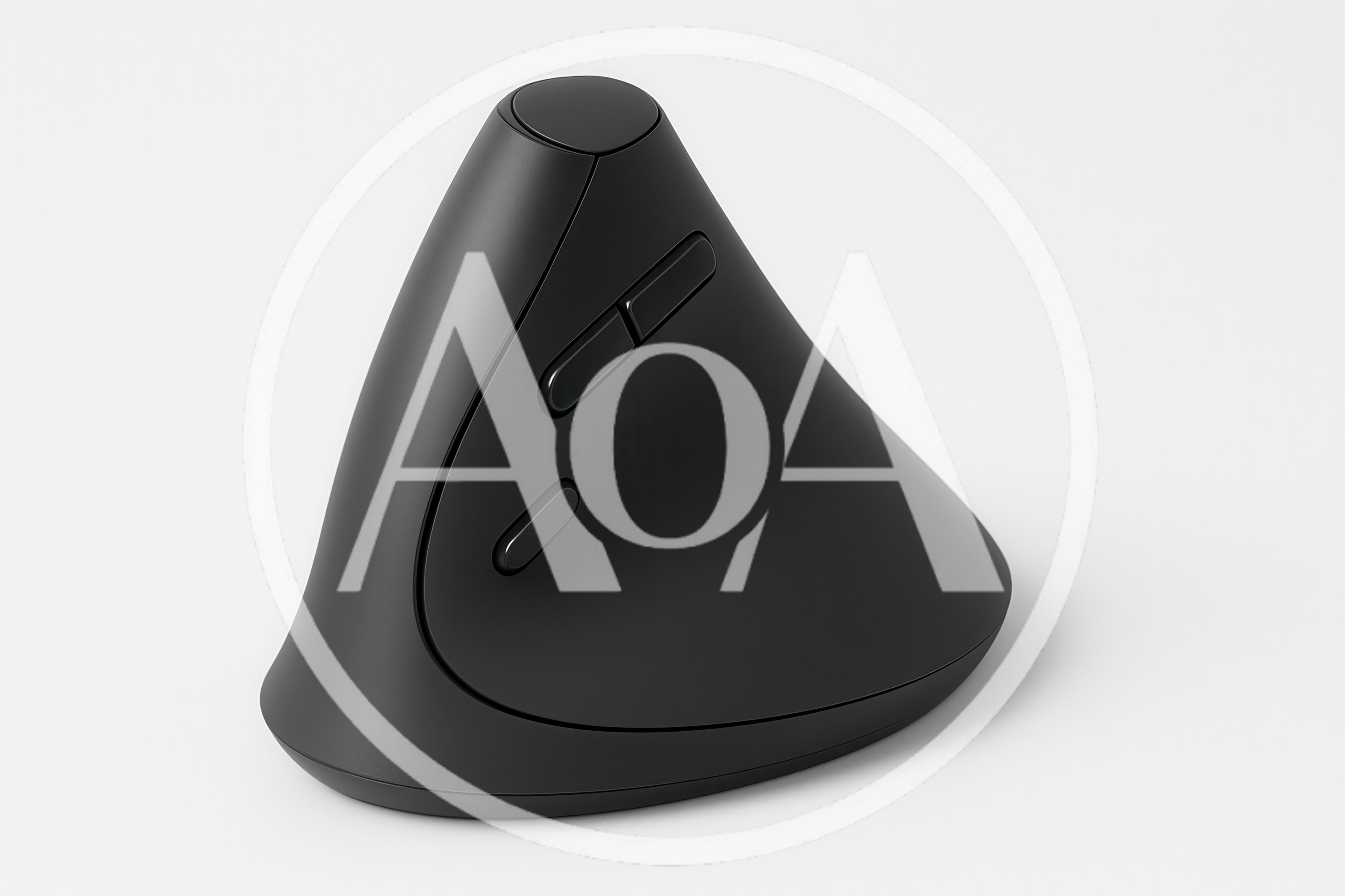 Black Ergonomic Vertical Computer Mouse On White Background