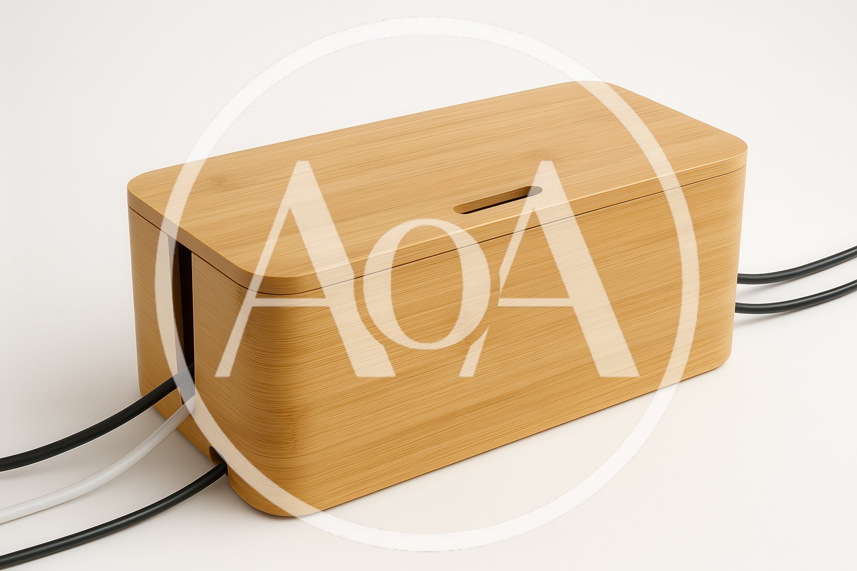 Wooden Cable Management Box With Power Cords