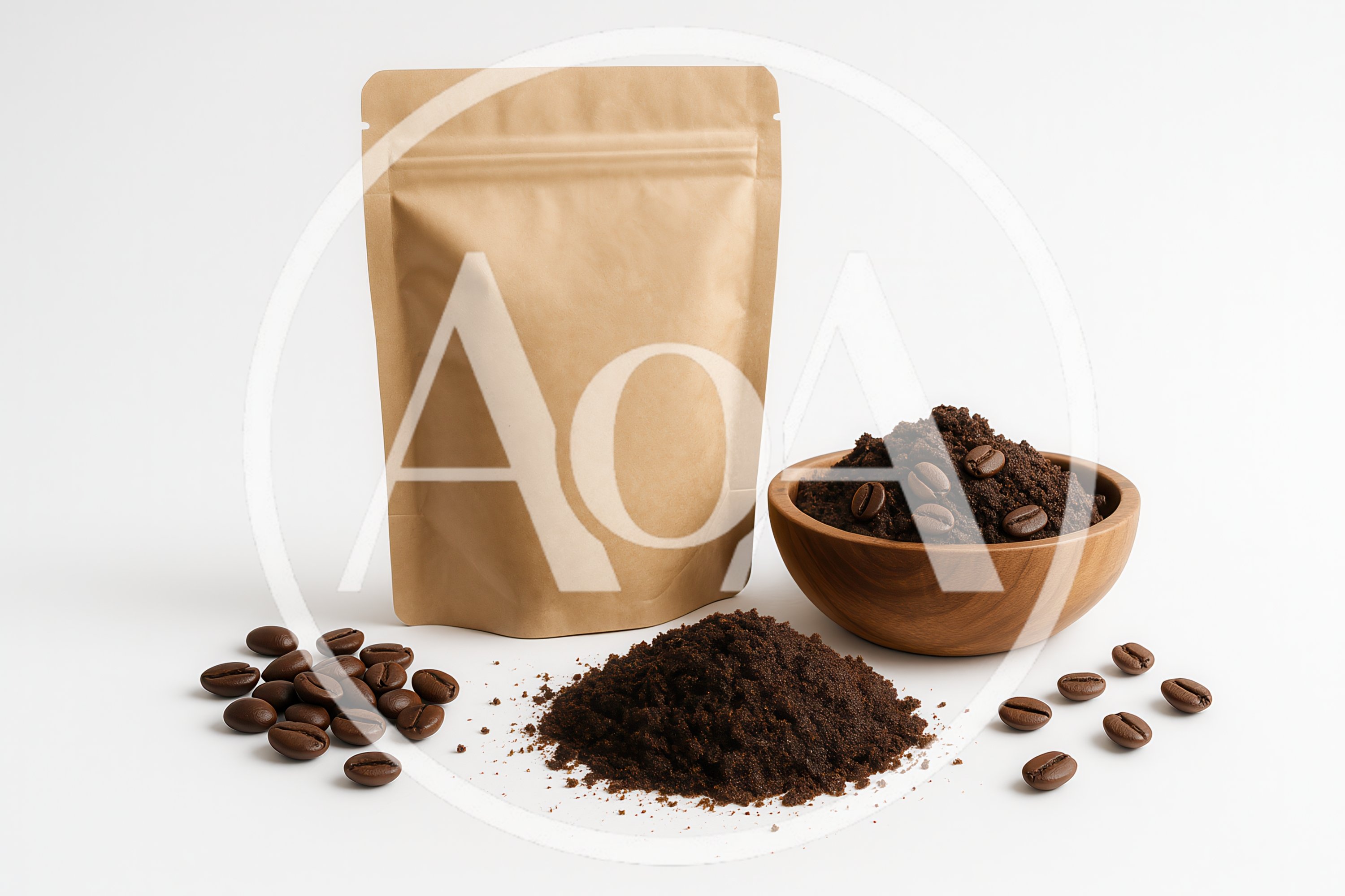 Coffee Packaging Pouch With Ground Coffee And Beans