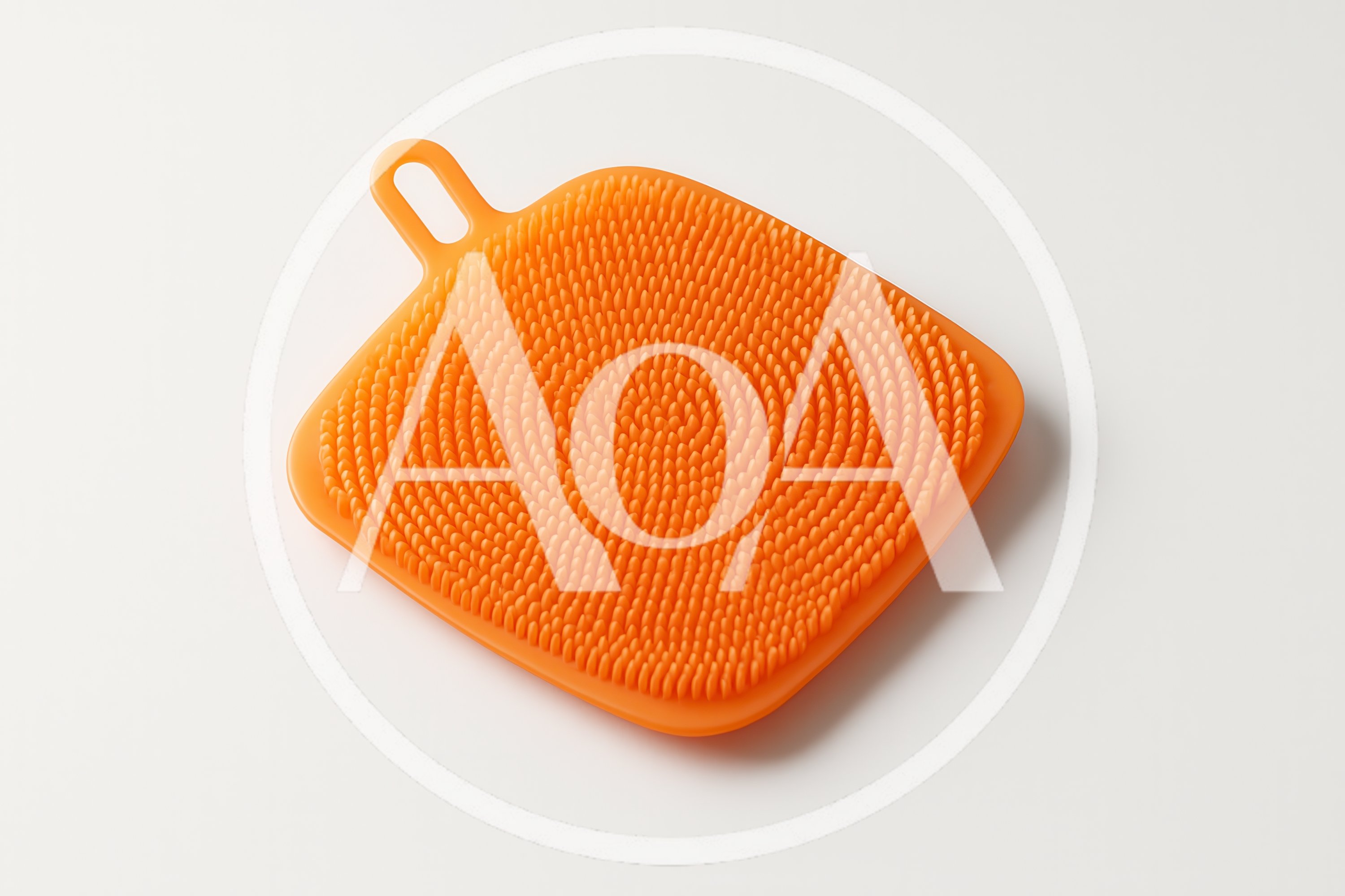 Orange Silicone Dish Scrubber With Hanging Loop