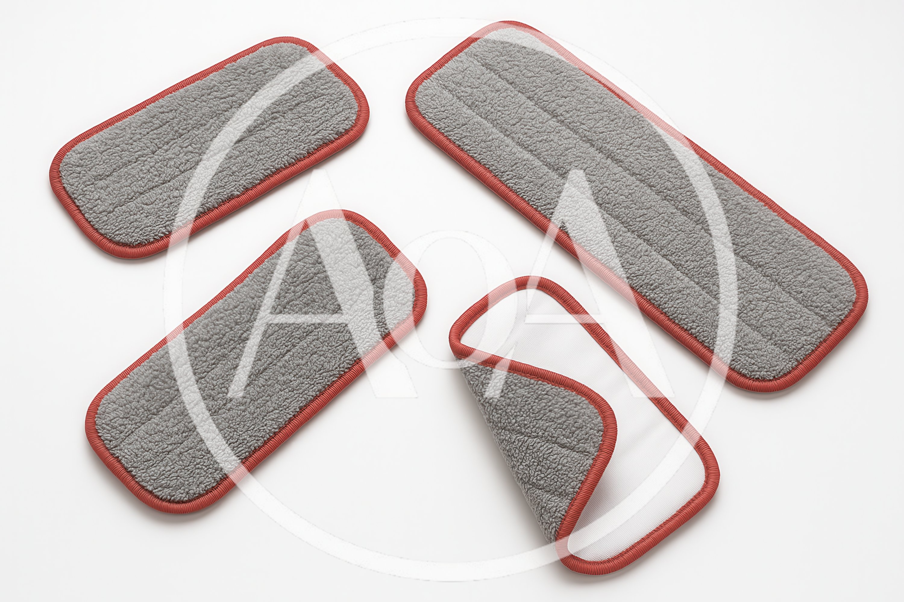 Four Rectangular Microfiber Mop Replacement Pads