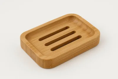 Wooden Soap Dish on White Background