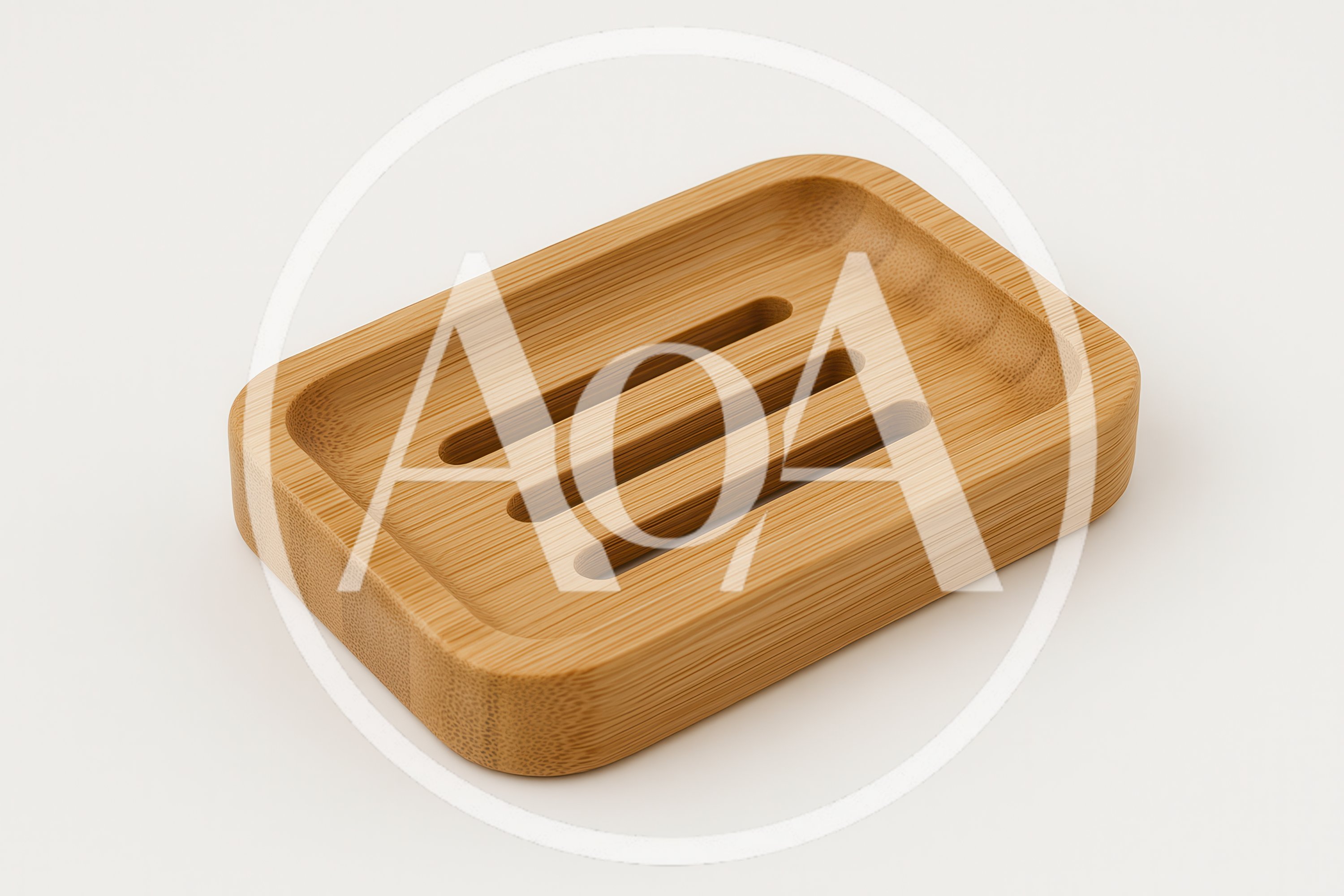 Wooden Soap Dish on White Background