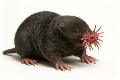 Star Nosed Mole Standing On White Background