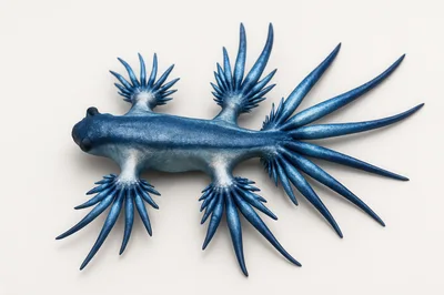 Blue Glaucus Sea Slug Isolated On White Background